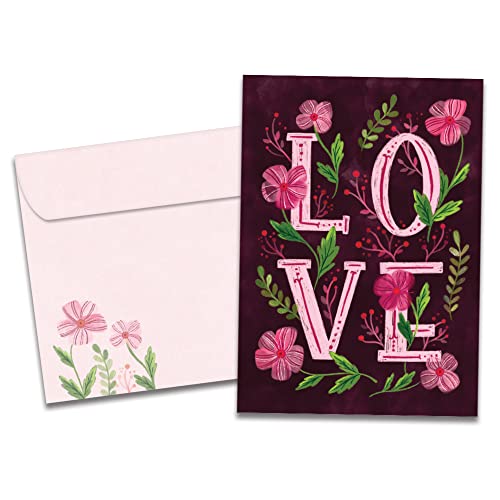 Tree-Free Greetings Valentine's Day Greeting Card,Eco Friendly,Made in USA,100% Recycled Paper,5"x7", Love Flowers (GO64320)