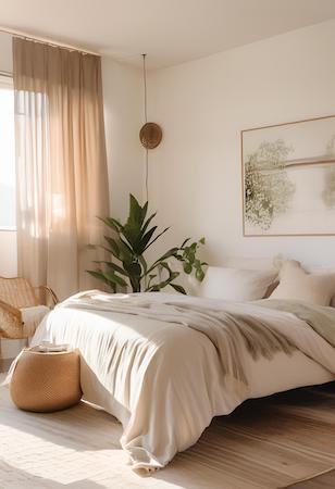 Neat and clean bed in a relaxing bedroom