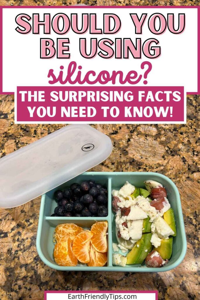 Picture of food in silicone storage container with text overlay Should You Be Using Silicone? The Surprising Facts You Need to Know!